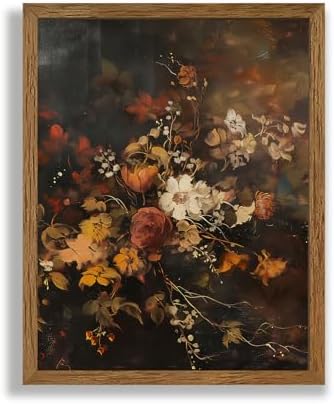 AVECCO Vintage Dark Botanical Floral Wall Art Canvas Framed 8x10 inch by Unknown
