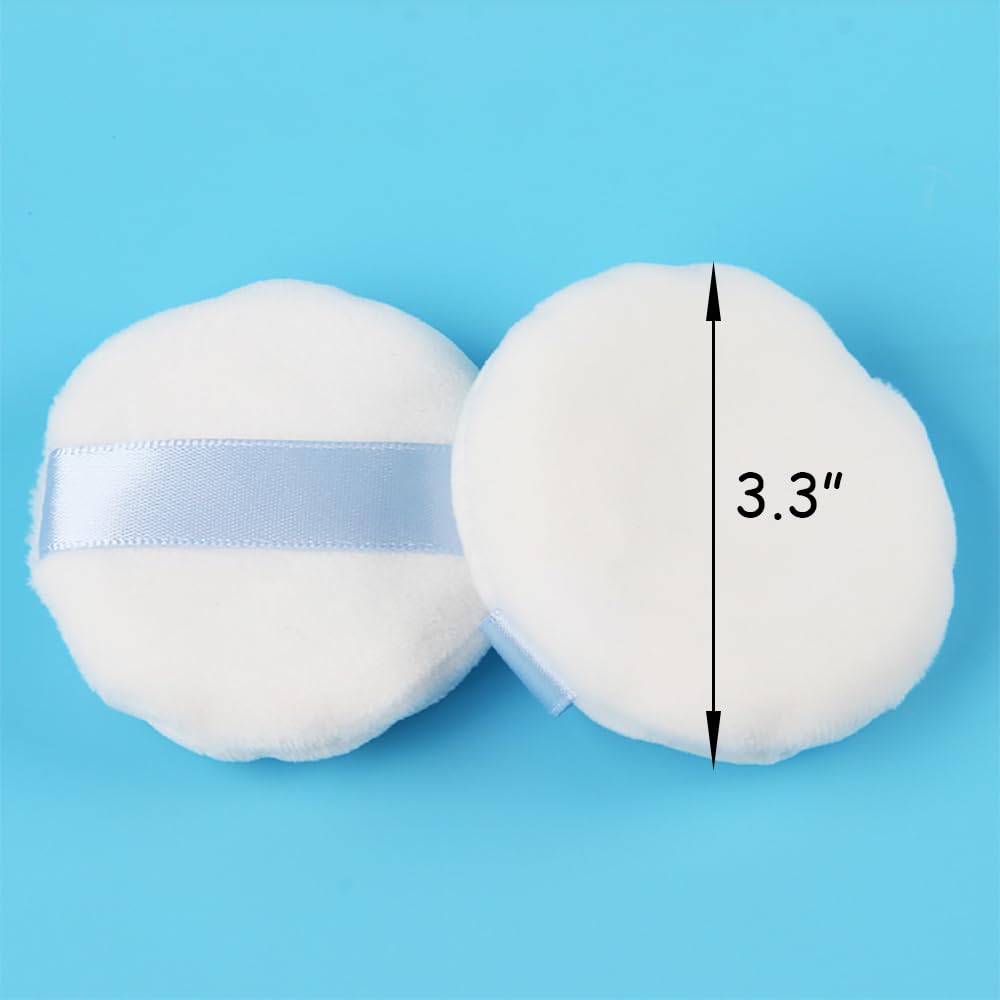 Ultra Soft Powder Puff and Container 3.3" High Density Velvet Dusting Washable Reusable Powder Puff,Body Powder Puff and Glass Jar Holder Loose Powder Box with Puff for Face Makeup(Pink)