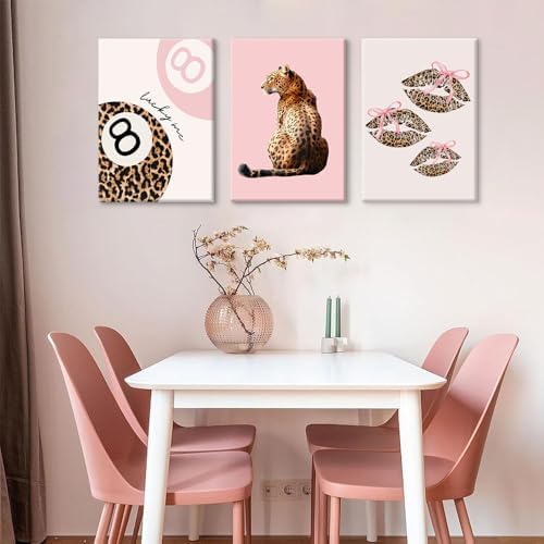 Pink Cheetah Wall Art Decor Leopard Preppy Trendy Canvas Poster Fashion - Image 7