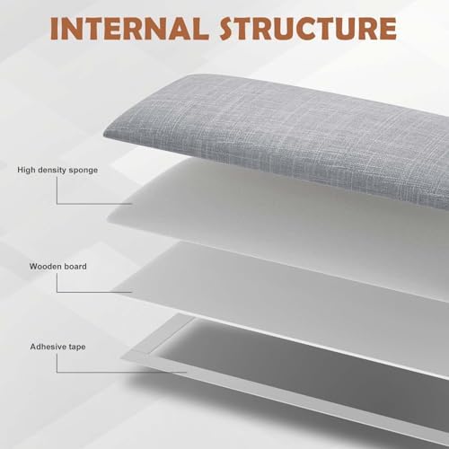IFNOW Wall Mounted Headboard, Peel and Stick Panels, Light Grey - Image 2