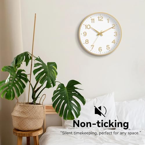Roymnie 12 Inch Wall Clock Battery Operated Silent Non Ticking Analog - Image 4