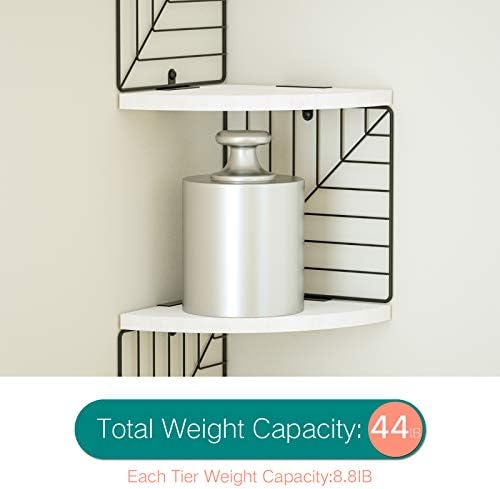 Love-KANKEI Corner Wall Shelf 5 Tier, Solid Wood/Metal Bracket - Image 6