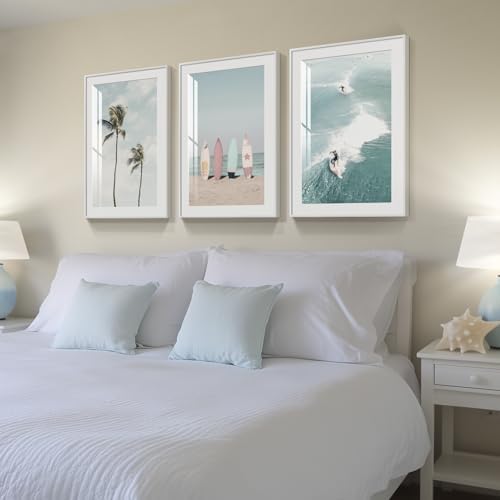 Framed Coastal Wall Art for Living Room, 3 Piece Beach Artwork, 16x24 Inch - Image 2
