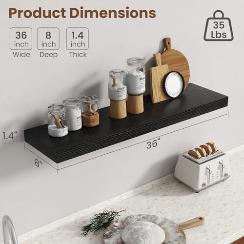 36 Inch Floating shelves for Wall, 8 Inch Deep, Invisible Brackets - Image 3