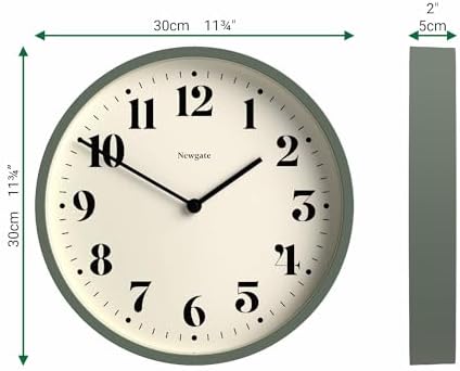 NEWGATE® Number Four Theatre wall Clock | Modern Round Clock | 12" | Asparagus - Image 3