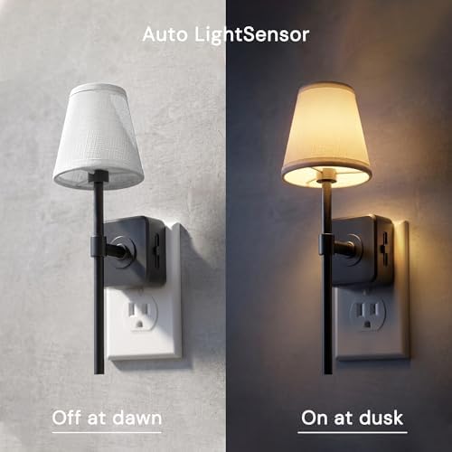 L LOHAS LED Night Light, Premium Fabric Linen Shade Plug in Night Light - Image 2