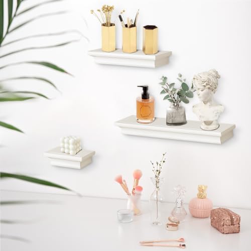 AHDECOR Versatile White Wall Mounted Floating Shelves, Stylish and Practical - Image 2