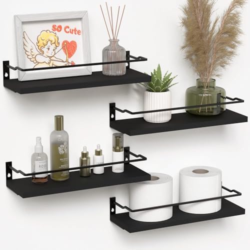 RICHER HOUSE Floating Shelves Bathroom, Small Wall Shelf Over Toilet 4 Set by RicherHouse