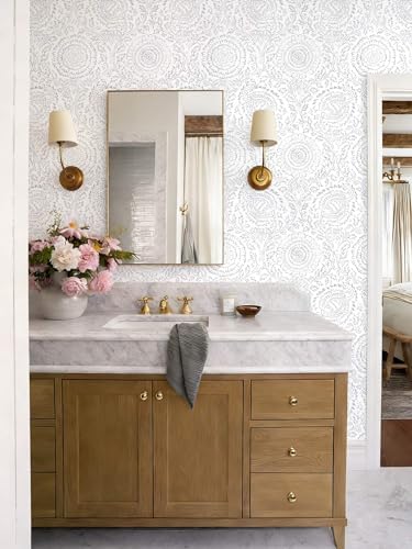Ismoon Floral Peel and Stick Wallpaper Boho Grey and White Contact Paper - Image 4