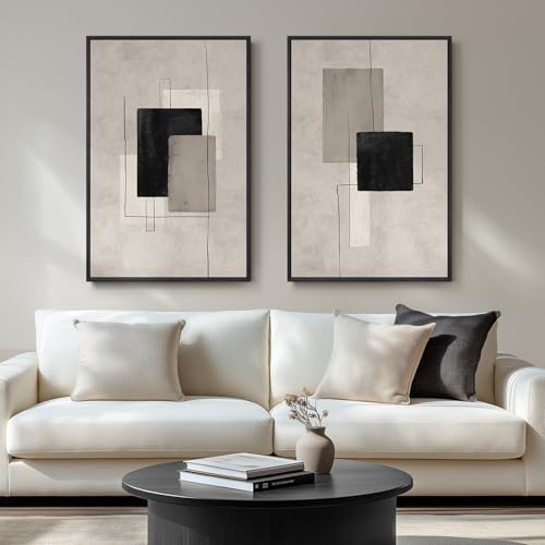 Large Framed Neutral Abstract Wall Art by Cuspin