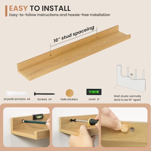 Dreamland Picture Ledge Shelf for Wall, Floating Shelves Set of 2, 30 inch Long - Image 4