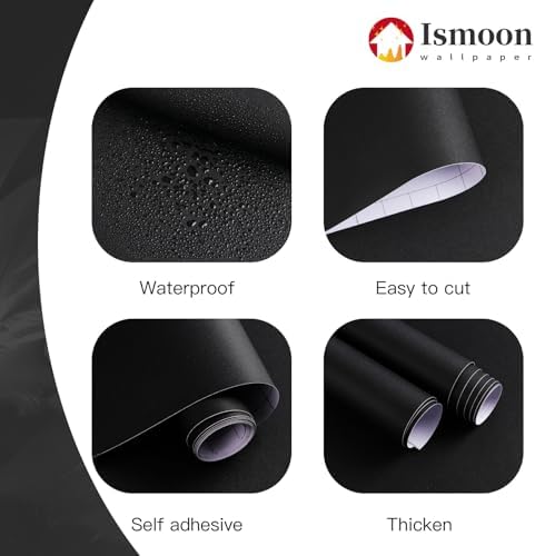 Ismoon 15.7''x393''Peel and Stick Wallpaper Black Contact Paper - Image 4
