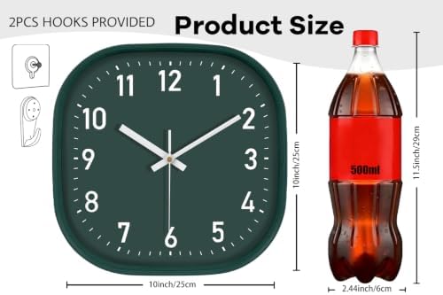 10Inch Square Silent Analog Wall Clock - Image 3