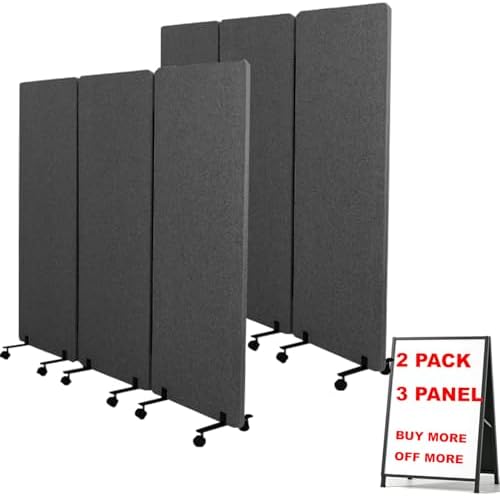 66in 3 Panel+3 Panel Soundproof Room Divider, Acoustic Office Divider by YASRKML