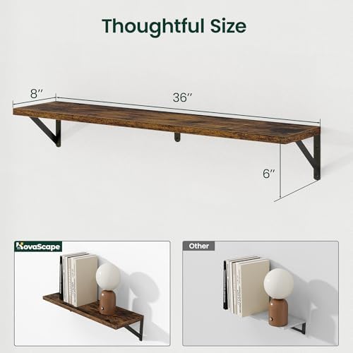 Floating Shelves, 8 Inch Deep Rustic Book Shelf - Image 2
