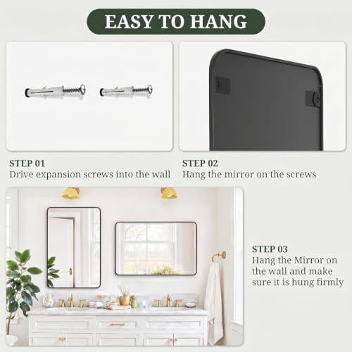 Bathroom Mirror for Wall, 36x24 Inch HD Tempered Glass Vanity Mirror - Image 7