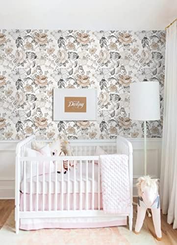 Hopepak 15.5''x787'' Floral Peel and Stick Wallpaper Modern Contact Paper Vinyl - Image 2
