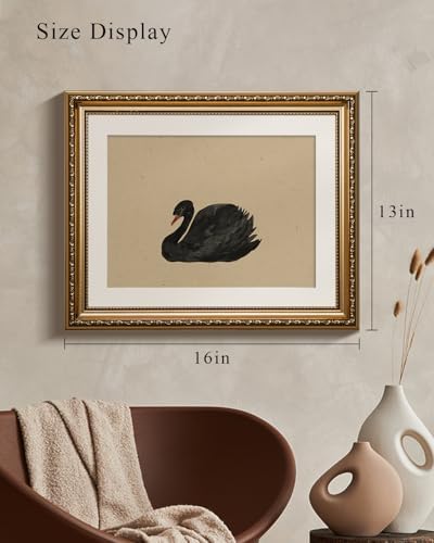 VIYYIEA Vintage Gold Framed Black Swan Canvas Wall Art, 13×16 Inch - Image 6