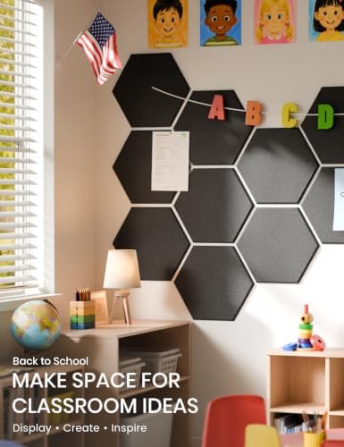 Fluxynara 8-Pack Hexagon Felt Bulletin Board Tiles - Image 5