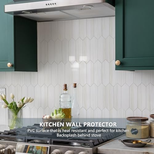 Vamos Tile 1 Sheet Glossy Dolomite White Backsplash Tile Peel and Stick - Image 3