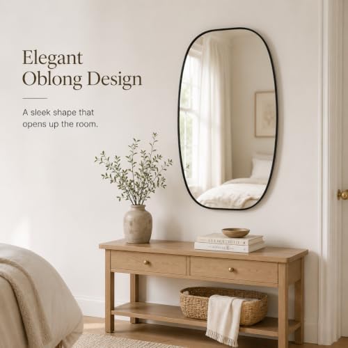 USHOWER Black Oval Bathroom Mirrors 30x48 Inch - Image 2