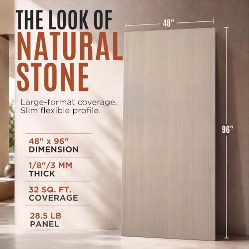Roman Travertine Flexible Clay Stone 4'x8' Wall Panel, 64 Sqft - Image 3
