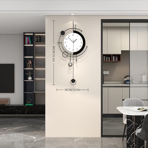 Modern Wall Clock for Living Room Decor 15 Inch Big Decorative Black Metal Wall - Image 5