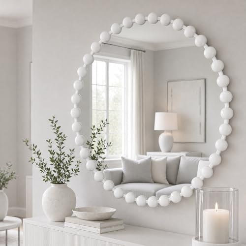 Madison Park 27 inch White Round Mirror, Round Mirrors - Image 3