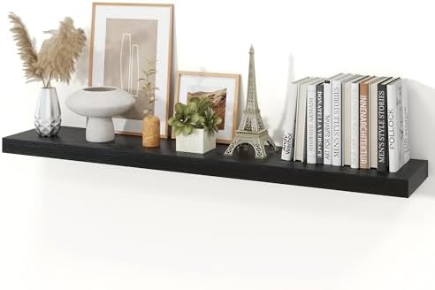 48" Black Floating Shelves Wood Wall Shelf by Ornawit