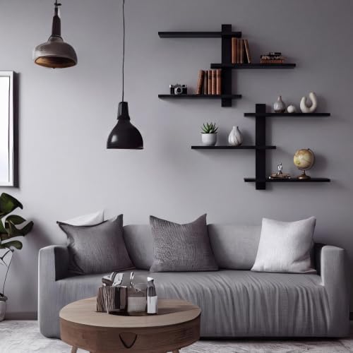 Pinkunn 2 Pack Floating Wall Shelf Mid Century Decor, 3 Tier - Image 2