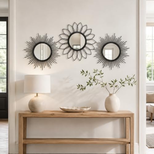 Black Sunburst Mirror 14x14 Inch, Decorative Wall Accent - Image 5