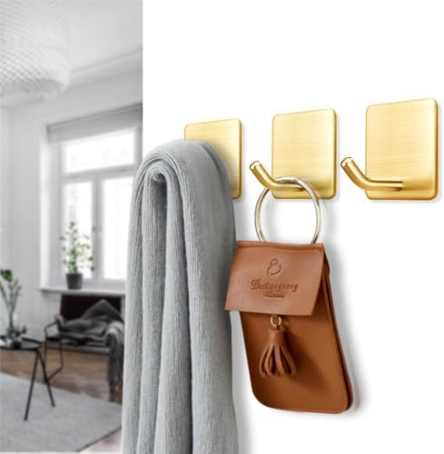 FOTYRIG Gold Self Adhesive Hooks Holds 15lbs-6 Packs - Image 7