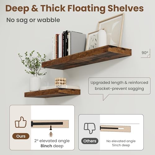 48 Inch Floating shelves for Wall, 8 Inch Deep, Invisible Brackets - Image 4