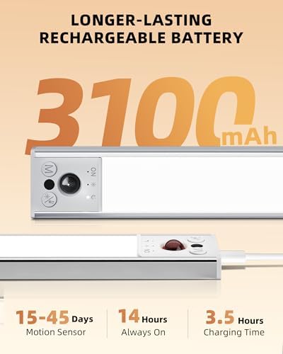 EZVALO 12inch Under Cabinet Lighting, 2 Pack 3100mAh Rechargeable Wireless - Image 4