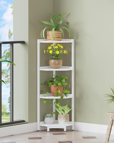 Hzuaneri Corner Shelf Stand 4-Tier Corner Bookshelf Storage Standing Shelf - Image 7
