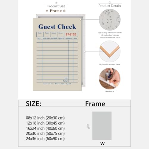Blue Blank Guest Check Posters Trendy Retro Wall Art fun Diner Art Canvas Print - Image 2