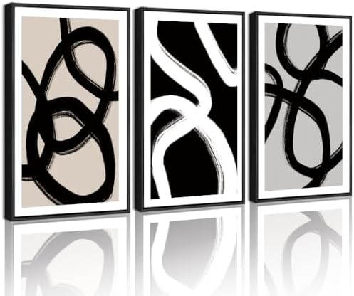 Drsoum Black Abstract Framed Wall Art Decor Duotone Minimal Dark Brush Stroke by Drsoum