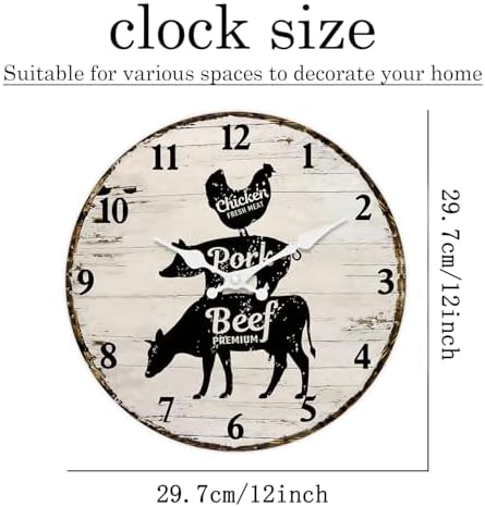 Rustic Kitchen Wall Clocks Battery Operated Silent 12 Inch - Image 5