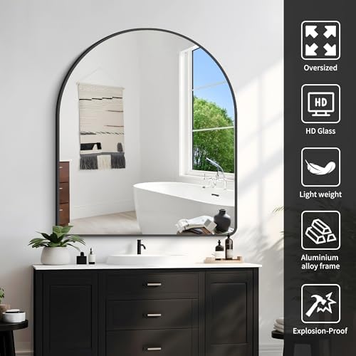 FORBATH Arched Mirror 36x40 Inch, Hanging or Leaning Against Wall - Image 3