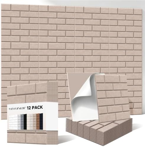 Acoustic Panels, Brick Sound Proof Wall Panels, 11.8”x11.8”, 12 Pack by AUTORIFIC