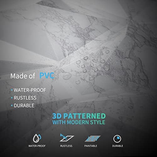 Art3d Textures 3D Wall Panels Glossy White Marble Diamond Design - Image 6