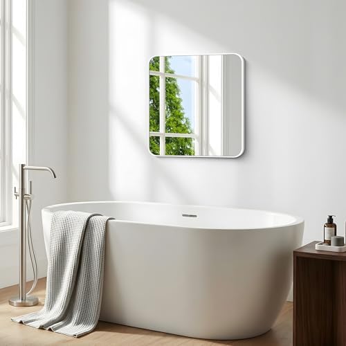 BONEWEI White Bathroom Mirror, 24x24 inch Wall Mirror - Image 3