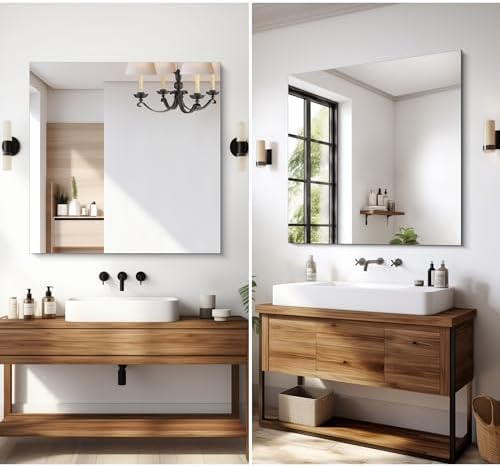 CILIBER Frameless Mirror, 36x36 Square Bathroom Mirrors - Image 5