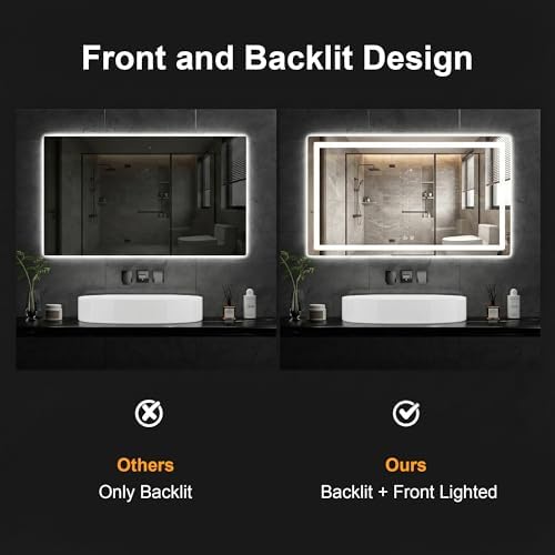 LED Bathroom Mirror with Lights, 30 x 55 Lighted Vanity Wall Mirror - Image 3