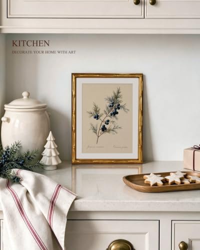 InSimSea Gold Bamboo Framed Christmas Wall Art, Retro Juniper Print - Image 5