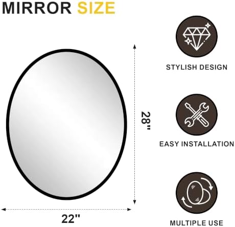 Black Oval Bathroom Mirror for Wall - Image 2