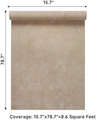 VaryPaper Light Beige Brown Crushed Velvet Wallpaper Peel and Stick 15.7"x78.7" - Image 6