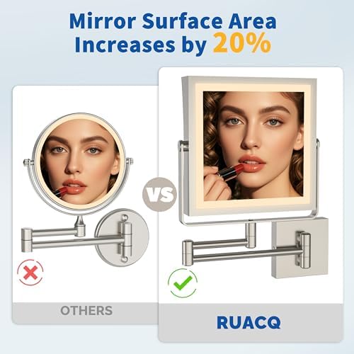 Ruacq Wall Mounted Makeup Mirror - Image 4