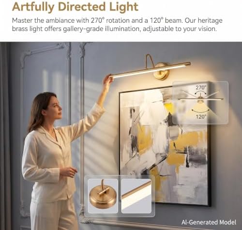 JOOSENLUX Dimmable Led Picture Lights 24.4'' Brass Golden-Like Hard-Wired - Image 4