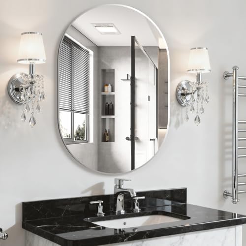 Oval Bathroom Mirror Capsule Wall Vanity Mirror, Large Modern Mirror by NEUWEABY
